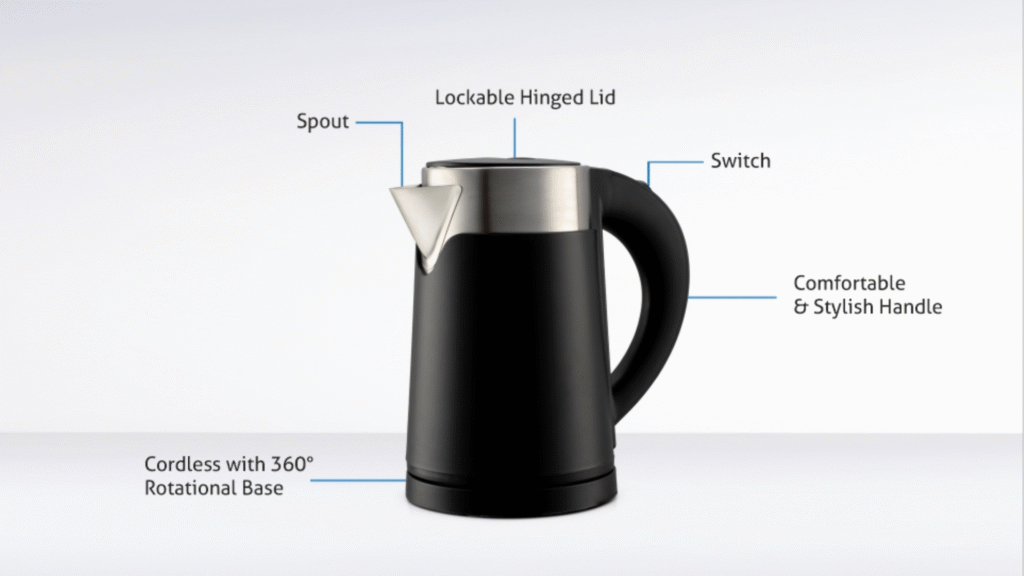Elegant GIRET Electric Kettle (0.8L) in luxury hotel room, enhancing premium hospitality solutions.