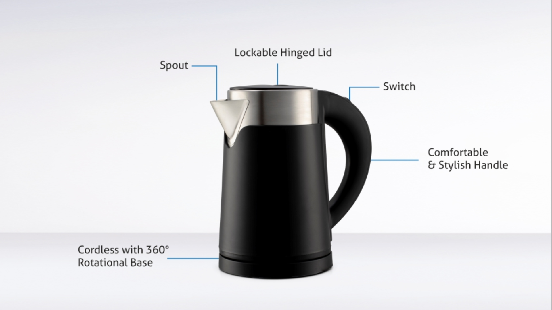 Elegant GIRET Electric Kettle (0.8L) in luxury hotel room, enhancing premium hospitality solutions.