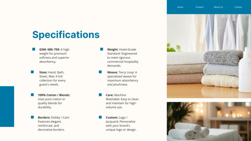 Reinforced GIRET Bath Towels with 120-150 wash warranty, elevating housekeeping essentials.