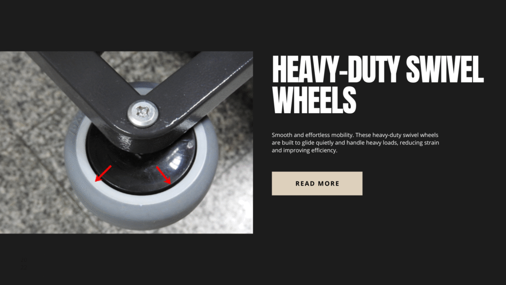 The Giret housekeeping trolley with its lockable shelves and two canvas bags, illustrating its superior organization.