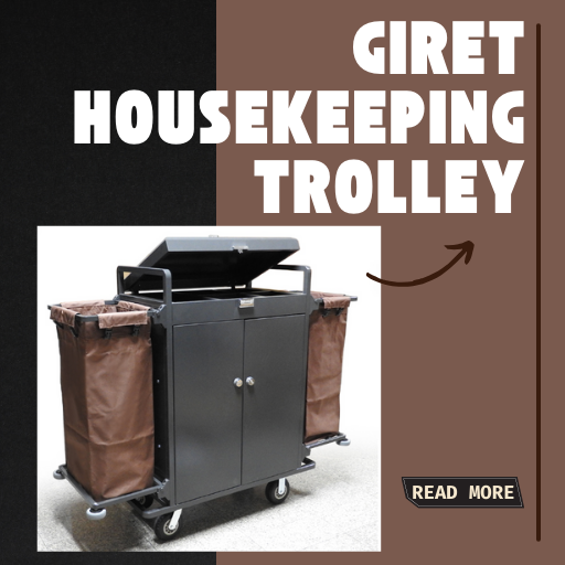 A detailed view of the Giret trolley's MS powder-coated frame and rust-resistant finish.