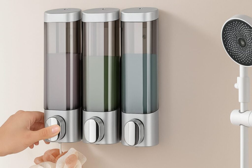 Secure GIRET Soap Dispenser with anti-theft lock in a busy restaurant restroom