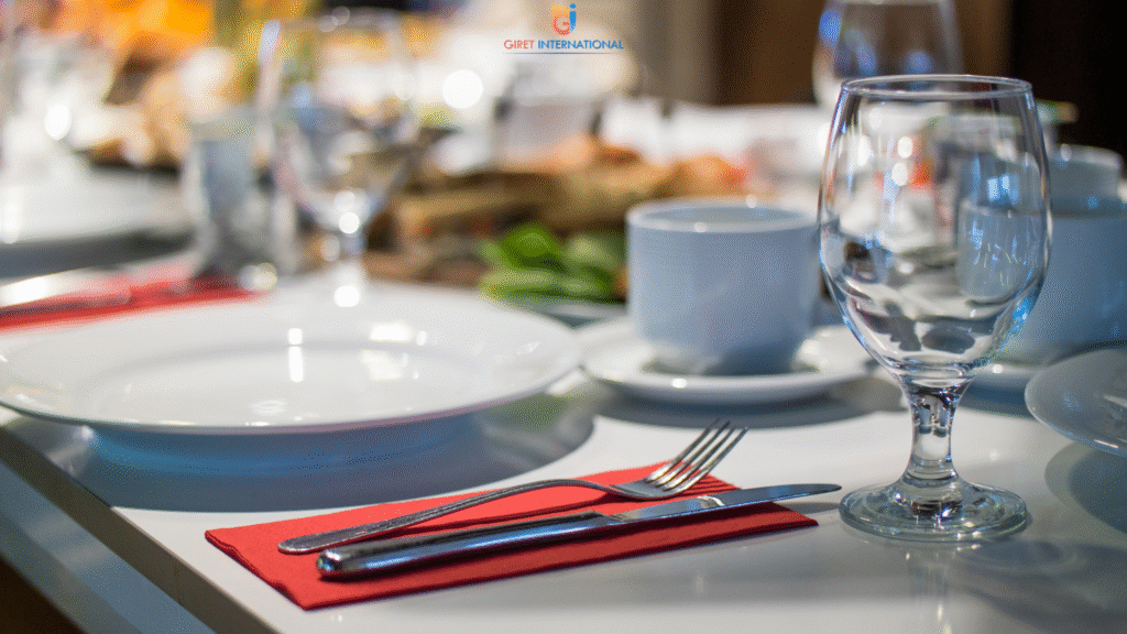 Giret CCG luxury glassware range featuring crystal-clear clarity, break-resistant quality, and refined silhouettes ideal for hotel bars, lounges, and banquet dining service.