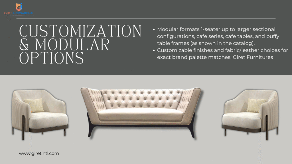 Premium Giret Furniture for hospitality spaces — modern tables, chairs, and sofas built for durability and timeless appeal.