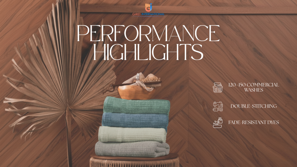 Luxury bathroom setup featuring GIRET Towels crafted from 100% combed cotton for superior guest experience.