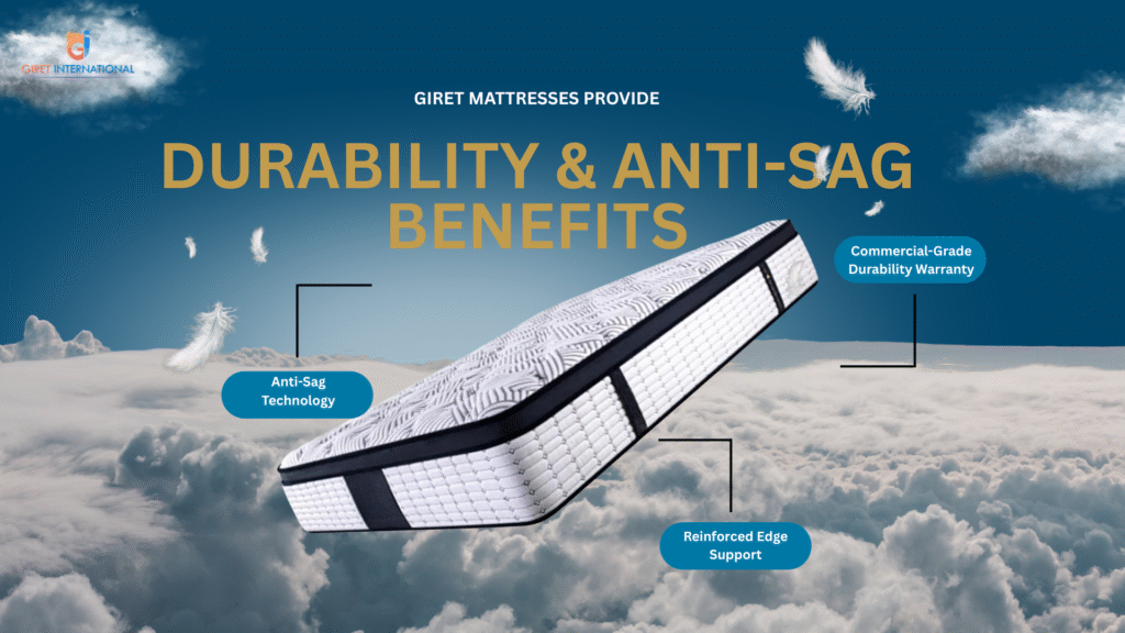 Elegant GIRET Mattresses in luxury hotel suite, combining comfort, durability, and modern sleep technology.