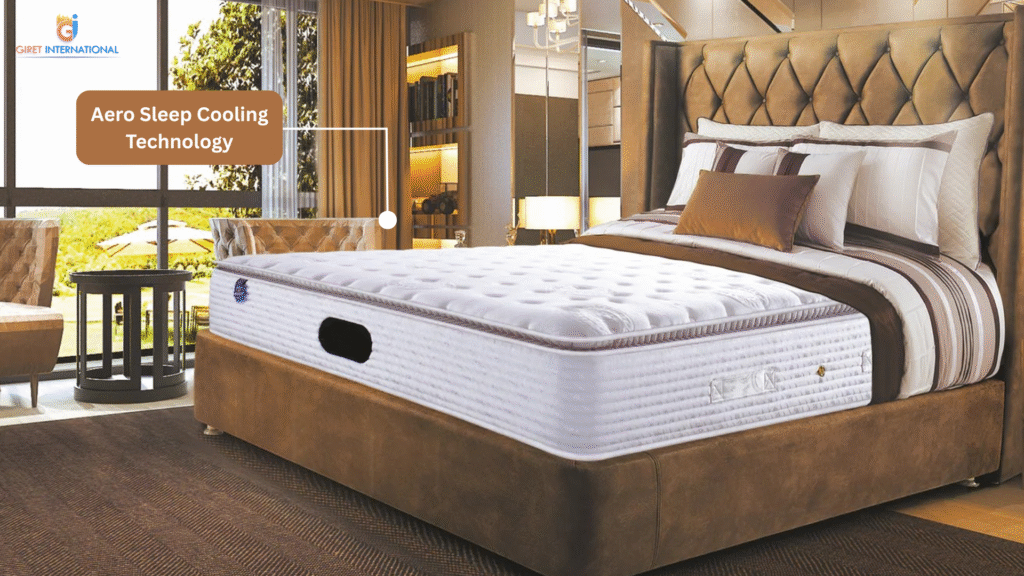 Elegant GIRET Mattresses in luxury hotel suite, combining comfort, durability, and modern sleep technology.