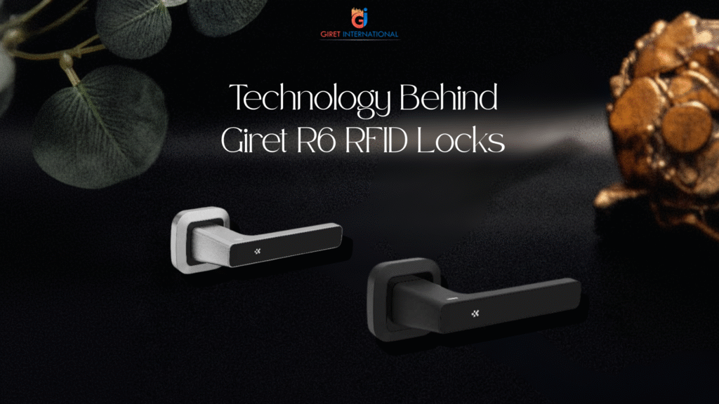 Premium Giret R6 RFID Lock installed on luxury hotel door offering smart keyless access