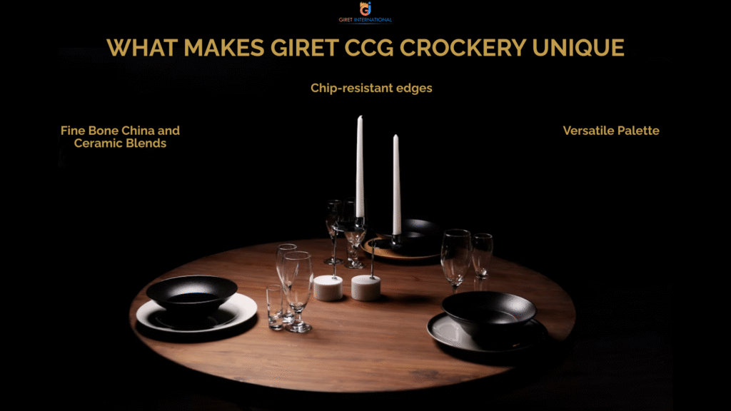 Giret CCG premium cutlery, crockery, and glassware collection for luxury hotels and restaurants, designed for elegant dining, long-lasting performance, and modern hospitality excellence.