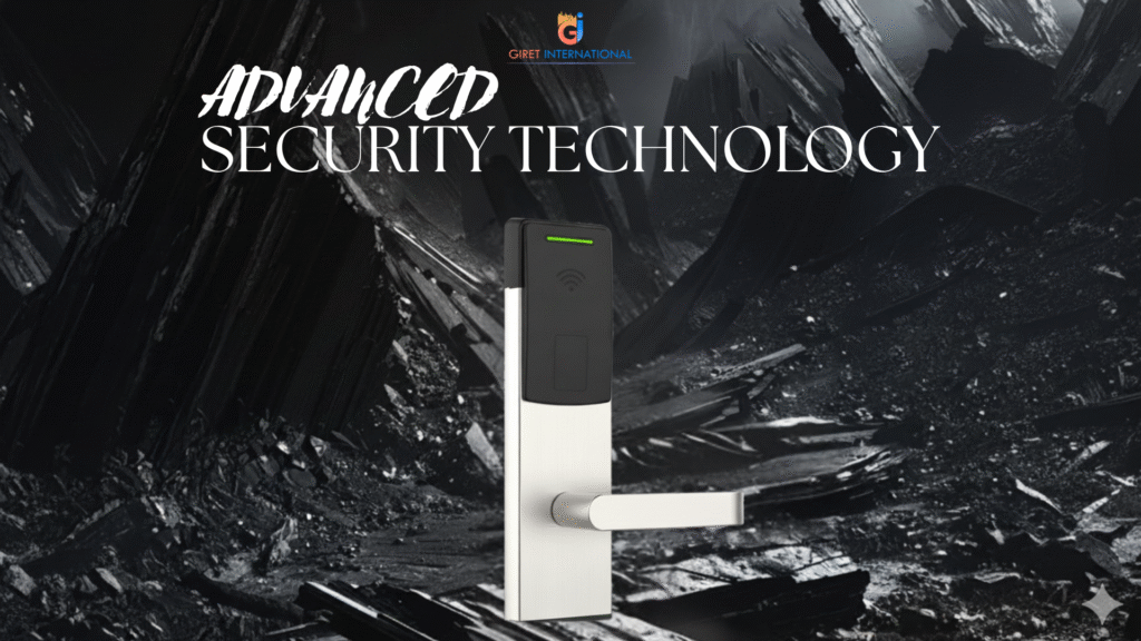 Guest using Giret RFID lock keycard for quick and secure room entry — premium contactless locking system for hotels and resorts.