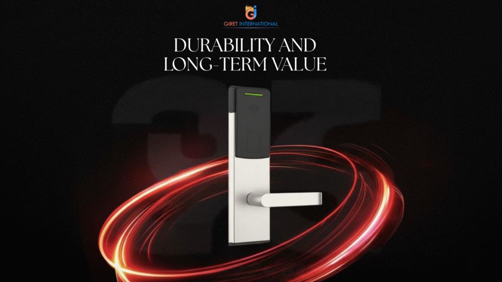 Hotel staff reprogramming Giret RFID locks for enhanced access control, easy management, and efficient guest room security system.