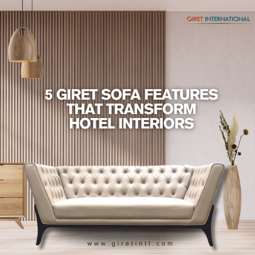 Elegant Giret sofa with plush cushions designed for hotel comfort and style