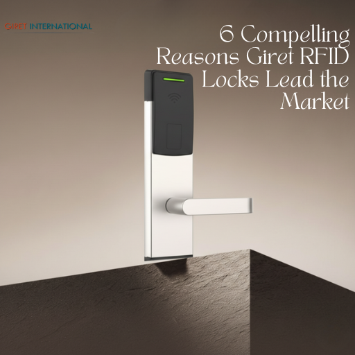 RFID locks by Giret installed on a luxury hotel room door, ensuring secure, contactless guest access and modern hospitality design.