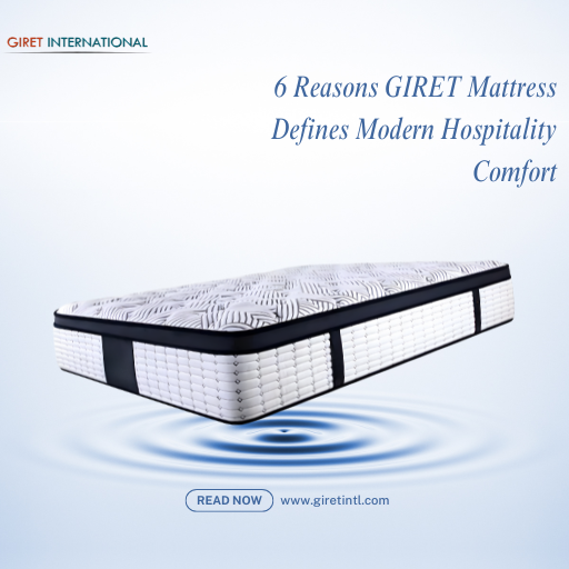 Eco-friendly GIRET Mattress with motion isolation and breathable fabric, engineered for luxury hospitality and wellness spaces