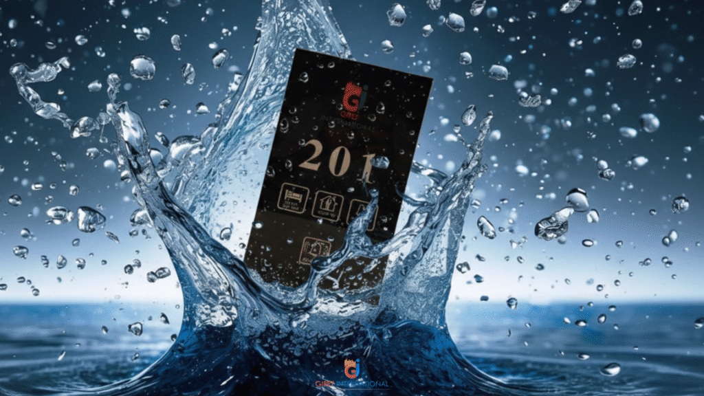 Smart Hotel DND Panel with motion-sensing technology in modern hotel room.