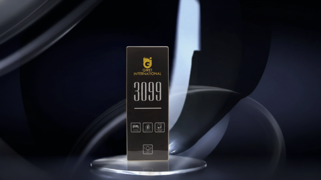 Smart Hotel DND Panels with LED indicators in luxury room.