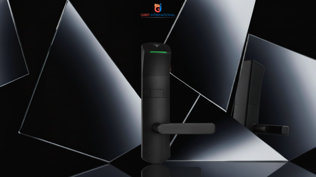 GIRET YE23 RFID Lock for hotels featuring zinc alloy body and clutch-on model with waterproof and fireproof protection.