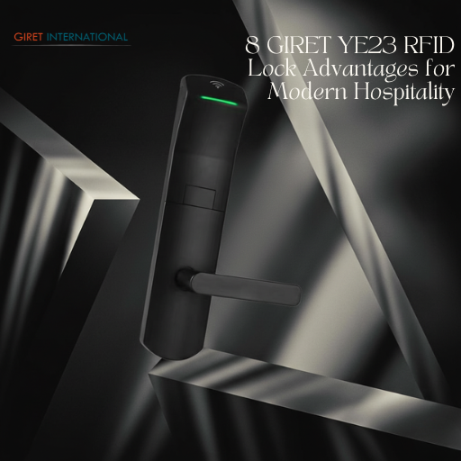 GIRET YE23 RFID Lock with advanced fireproof, waterproof design and 600 audit trail system for hotel safety management.