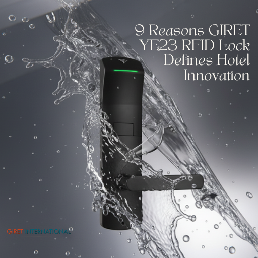 Luxury hotel room equipped with GIRET YE23 RFID Lock providing immediate locking and low battery alert features.