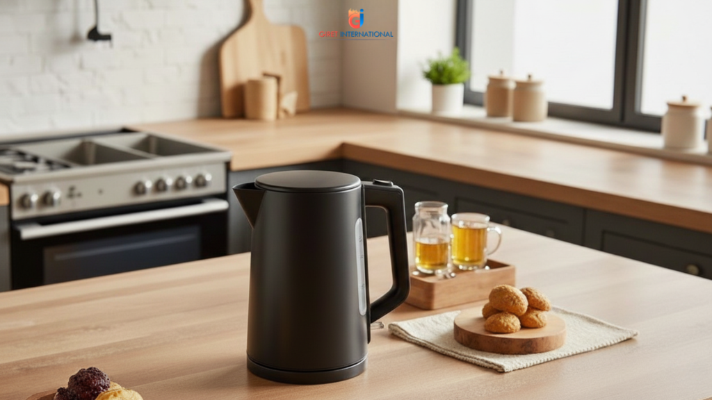 Electric kettle for tea and coffee in modern hotel