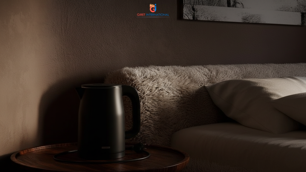 KKN electric kettle with double-wall build for hospitality rooms