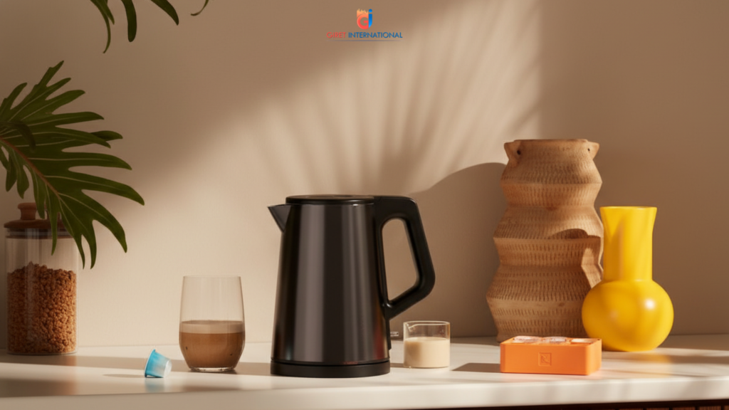 Fast-boiling ZEO Electric Kettle on hotel table for guest comfort