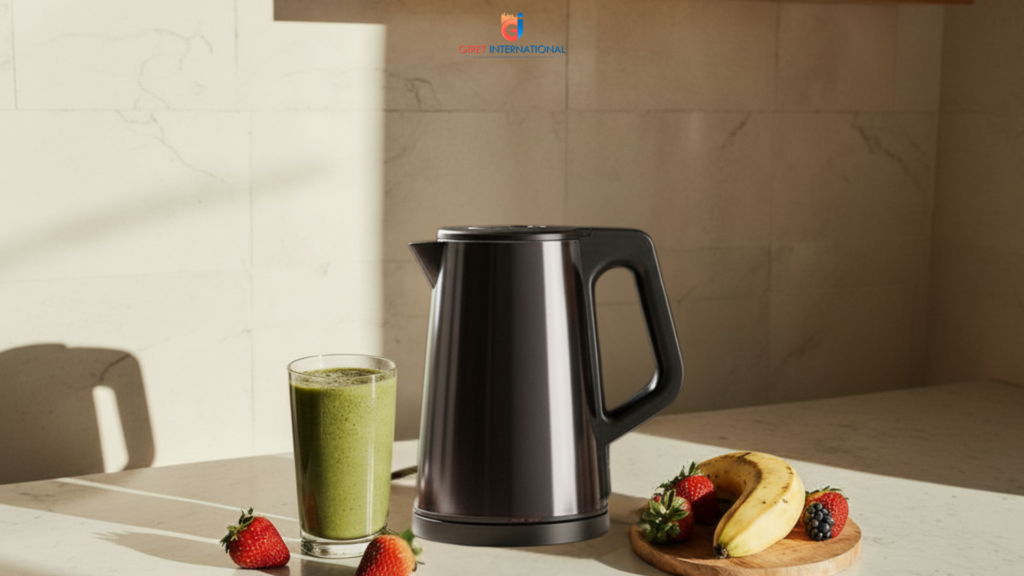 Giret ZEO Electric Kettle in gunmetal finish for premium hotel décor