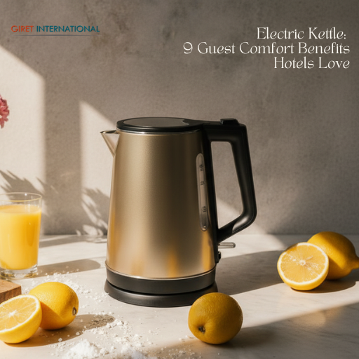 Electric kettle in hotel guest room for hot water convenience