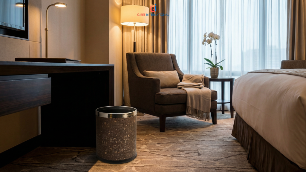 Giret dustbin for hotels designed for housekeeping and staff efficiency