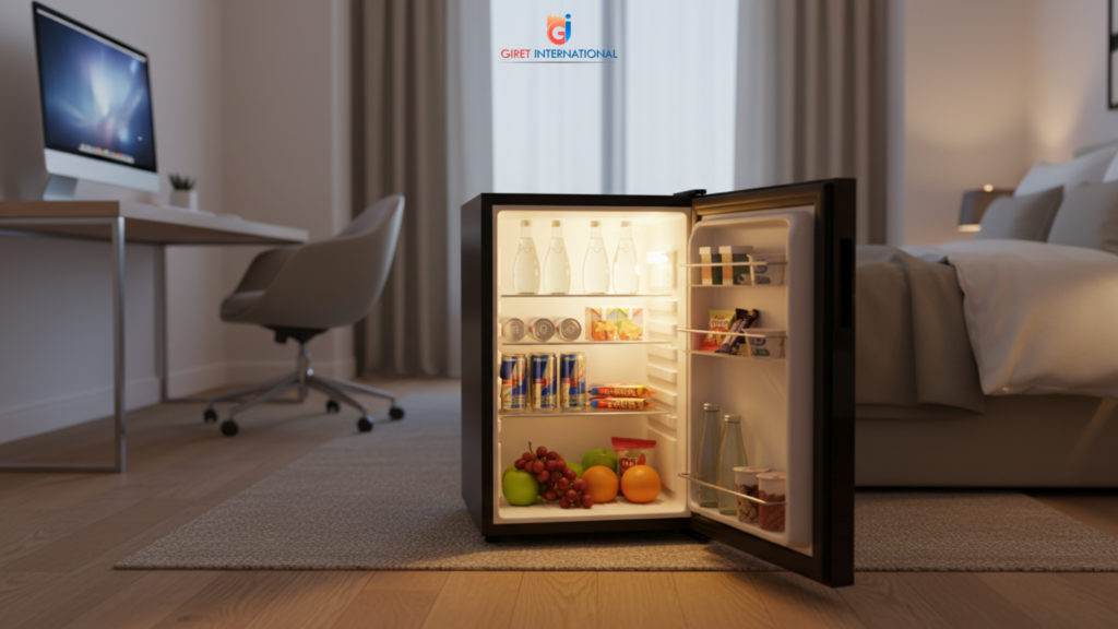 Hotel mini fridge by Giret for professional hospitality use