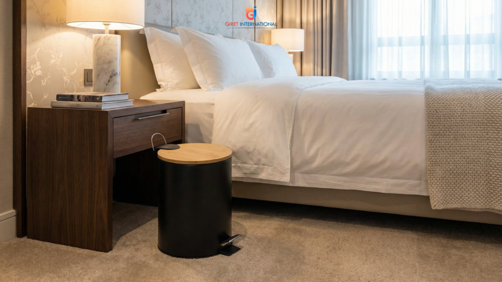 Dustbin for hotels by Giret International designed for daily hospitality hygiene