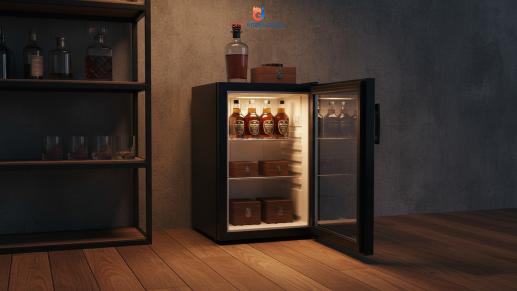 Giret mini fridge for hotels with 55L capacity and black finish