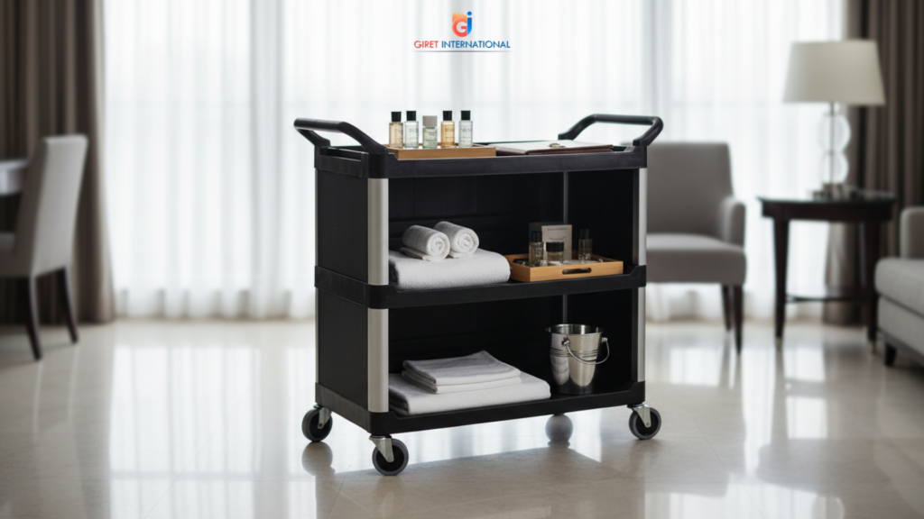 Giret housekeeping trolley with 3 side closed enclosed design for hotels