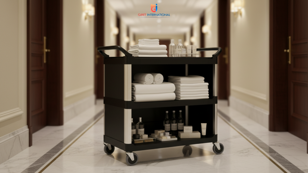 Giret housekeeping trolley with side panels for hygiene control