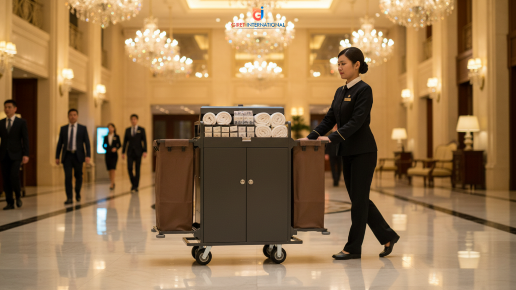 Professional housekeeping trolley by Giret International for hotels
