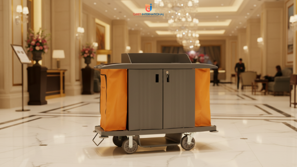 Modern fiber housekeeping trolley designed for hotel housekeeping departments