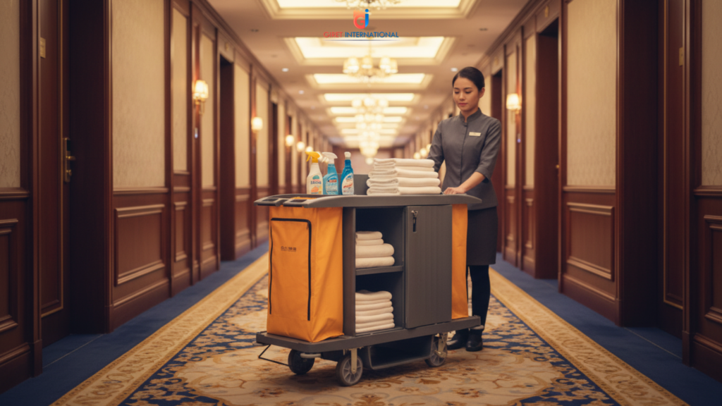 Professional fiber housekeeping trolley for hotels by Giret