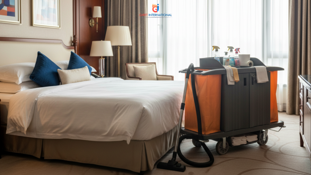 Hotel housekeeping trolley fiber model by Giret with lock system