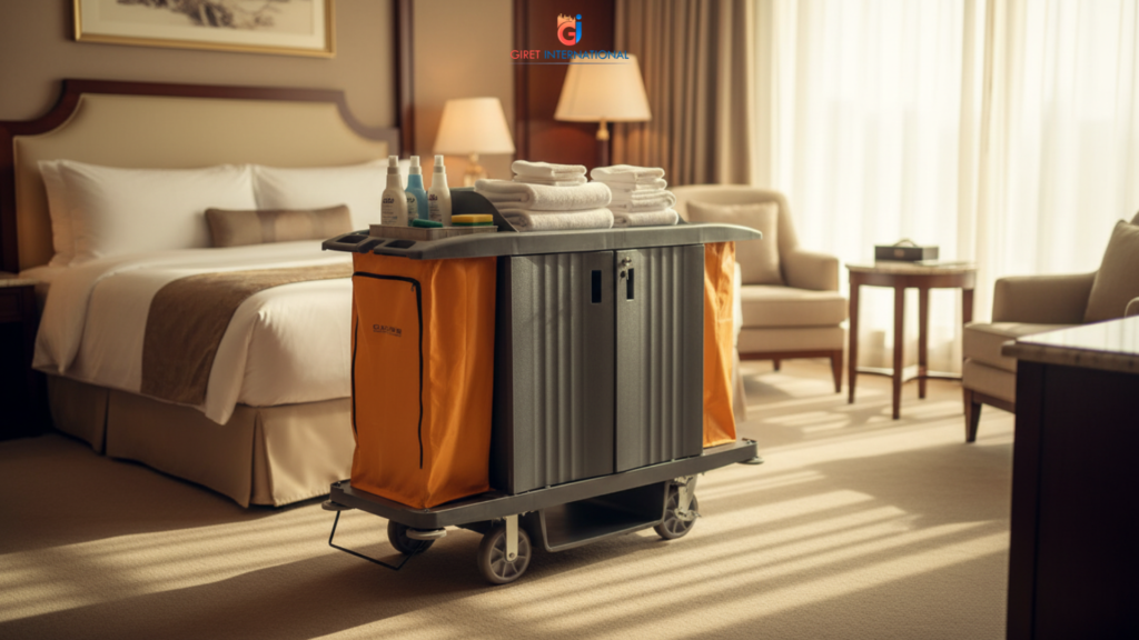 5 star hotel fiber housekeeping trolley for daily cleaning and linen management