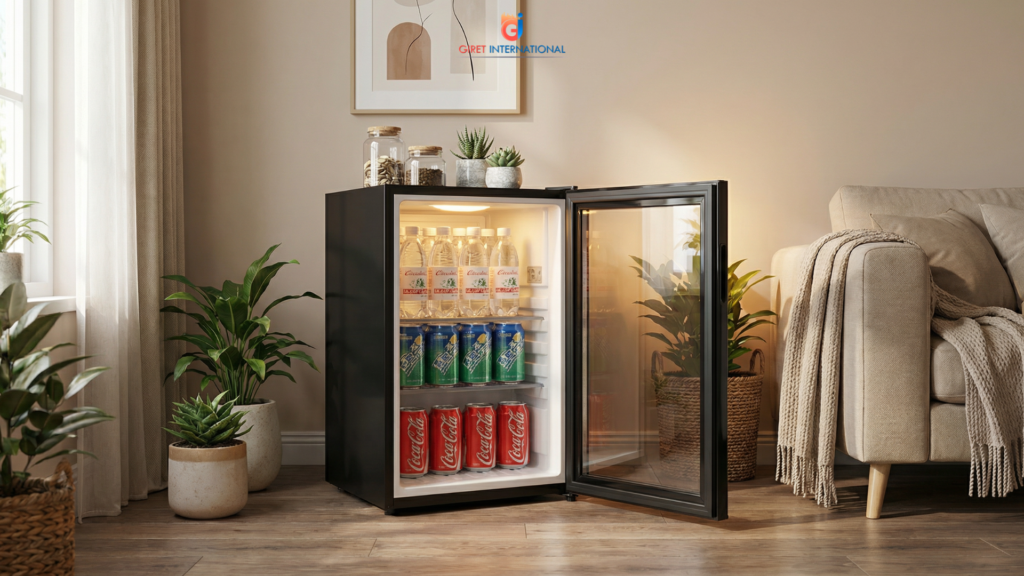 Giret mini fridge for hotels with glass door and silent operation