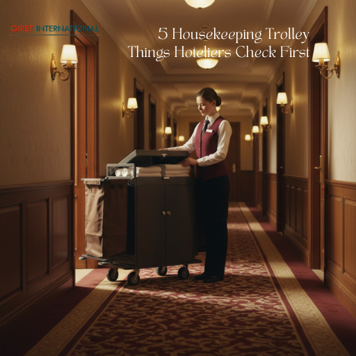 Giret housekeeping trolley with organized shelves and locking system