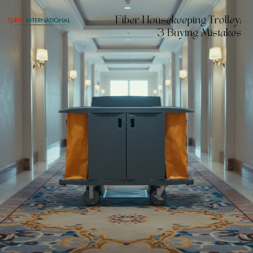 Durable fiber housekeeping trolley with storage and laundry bags for hotels