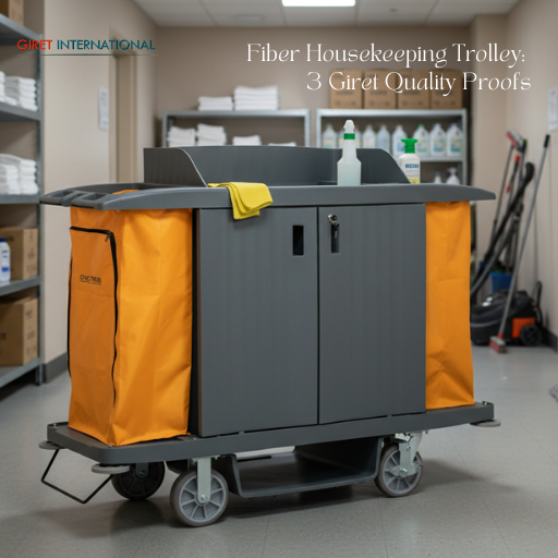 Hotel fiber housekeeping trolley with wheels for efficient housekeeping staff