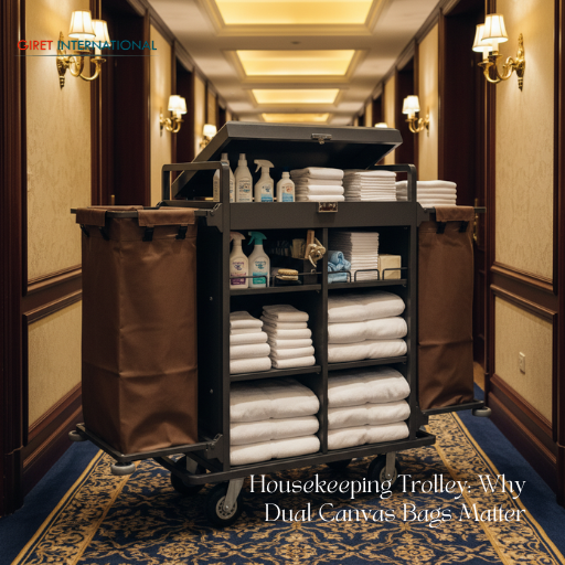 Giret housekeeping trolley with fixed amenities holder and top lid