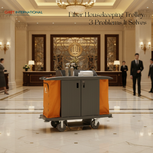 Giret housekeeping trolley with organized shelves and locking system