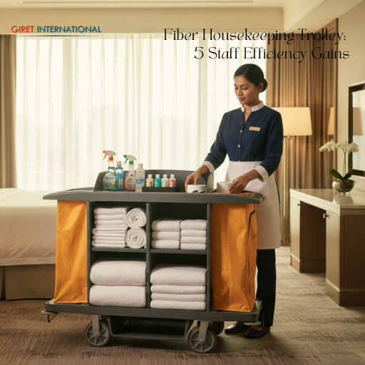 Giret International fiber housekeeping trolley with dual canvas bags