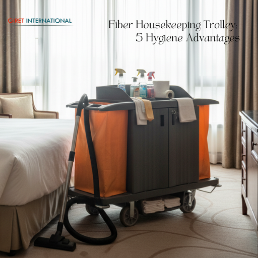 Giret fiber housekeeping trolley with organized shelves and storage