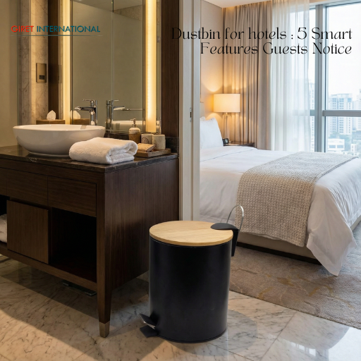 Dustbin for hotels supplied by Giret International for premium hospitality hygiene