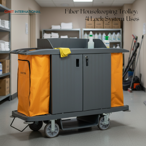 Hotel-grade fiber housekeeping trolley with smooth mobility and storage
