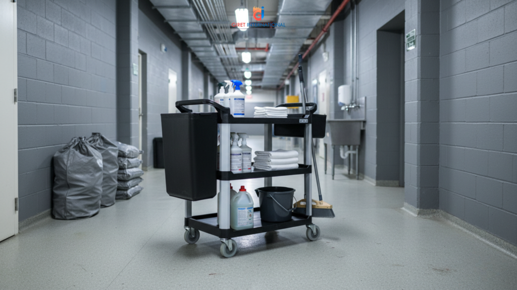 service trolley fiber with side bins for hotels